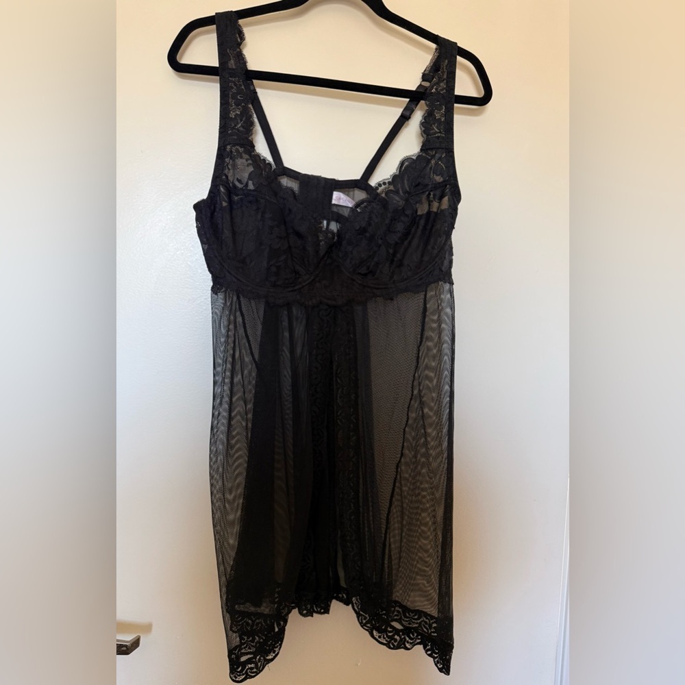 NWOT Cacique Black Mesh and Lace Lingerie in Size 22/24